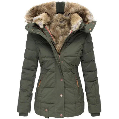 Eleganter Damen-Wintermantel mit abnehmbarem Kunstpelzkragen - Warm und Stilvoll für den Winter