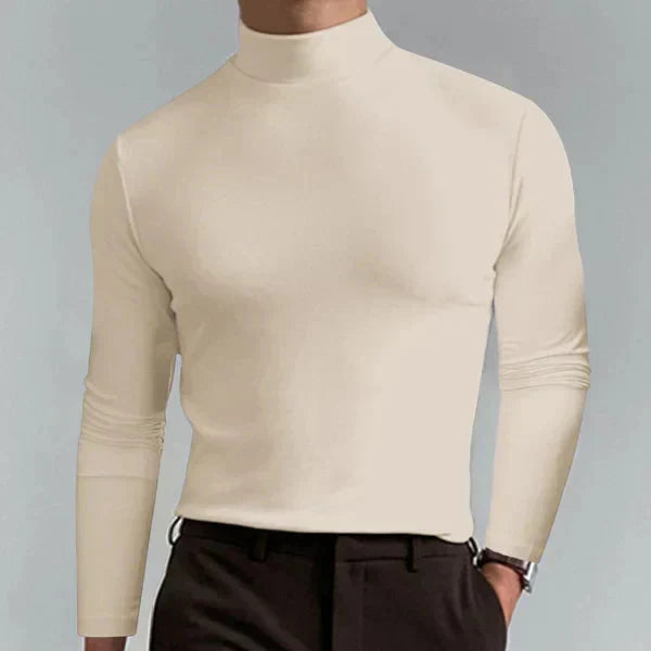 Elegantes Slim-Fit T-Shirt mit hohem Ausschnitt und langen Ärmeln