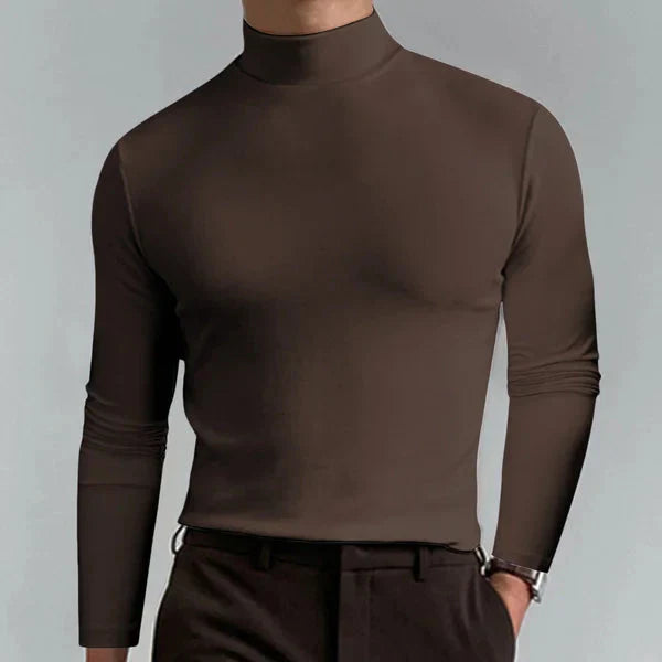 Elegantes Slim-Fit T-Shirt mit hohem Ausschnitt und langen Ärmeln