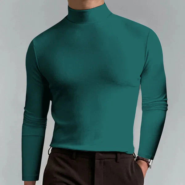 Elegantes Slim-Fit T-Shirt mit hohem Ausschnitt und langen Ärmeln
