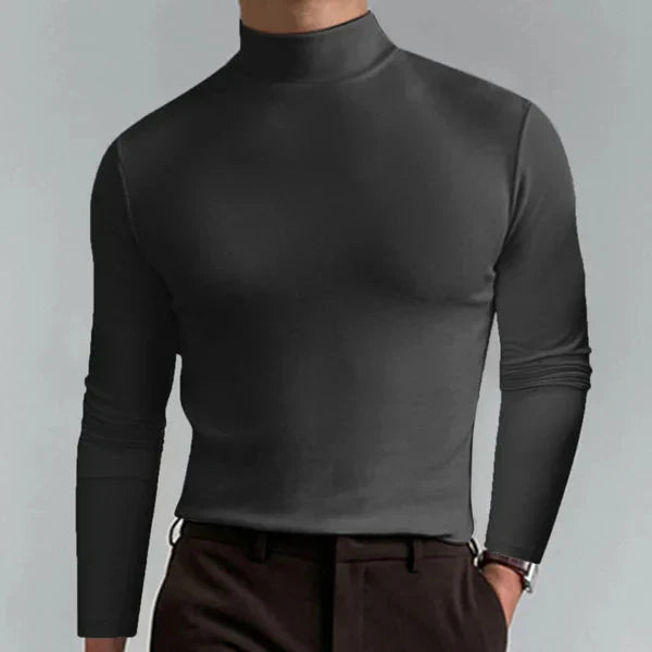 Elegantes Slim-Fit T-Shirt mit hohem Ausschnitt und langen Ärmeln