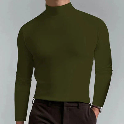 Elegantes Slim-Fit T-Shirt mit hohem Ausschnitt und langen Ärmeln