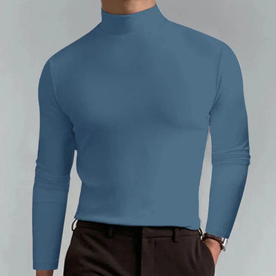 Elegantes Slim-Fit T-Shirt mit hohem Ausschnitt und langen Ärmeln