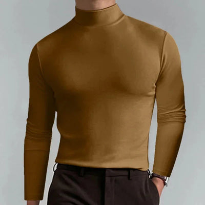 Elegantes Slim-Fit T-Shirt mit hohem Ausschnitt und langen Ärmeln