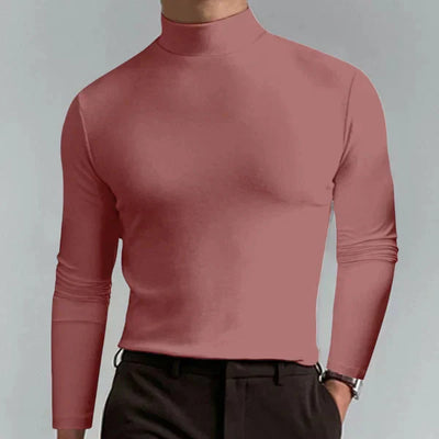 Elegantes Slim-Fit T-Shirt mit hohem Ausschnitt und langen Ärmeln