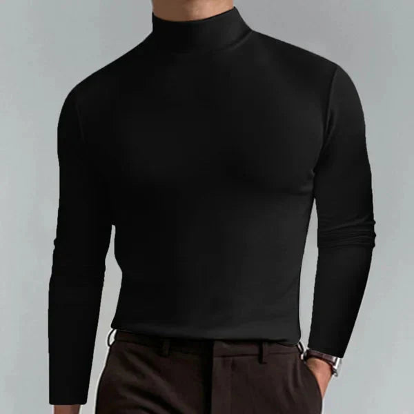 Elegantes Slim-Fit T-Shirt mit hohem Ausschnitt und langen Ärmeln
