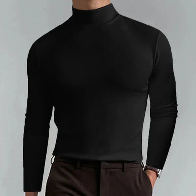 Elegantes Slim-Fit T-Shirt mit hohem Ausschnitt und langen Ärmeln