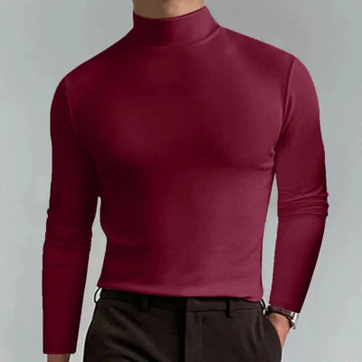 Elegantes Slim-Fit T-Shirt mit hohem Ausschnitt und langen Ärmeln