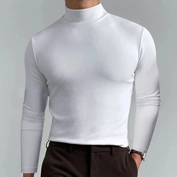 Elegantes Slim-Fit T-Shirt mit hohem Ausschnitt und langen Ärmeln