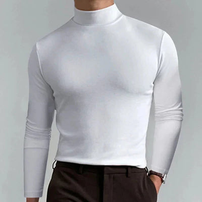 Elegantes Slim-Fit T-Shirt mit hohem Ausschnitt und langen Ärmeln