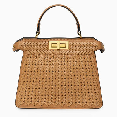 Estelle | Elegante geflochtene Handtasche mit Drehverschluss & goldenen Details