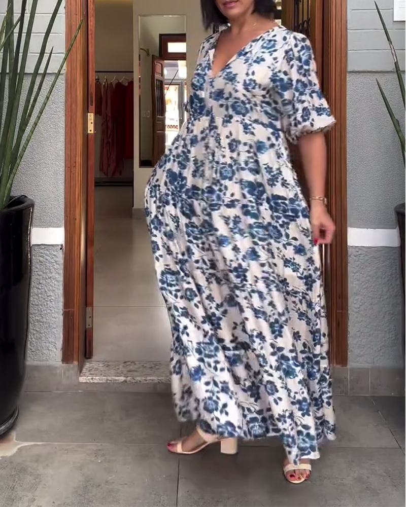 Kleid Kurzarm Blumenmuster