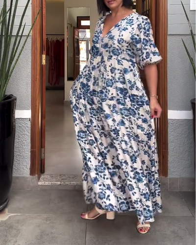 Kleid Kurzarm Blumenmuster