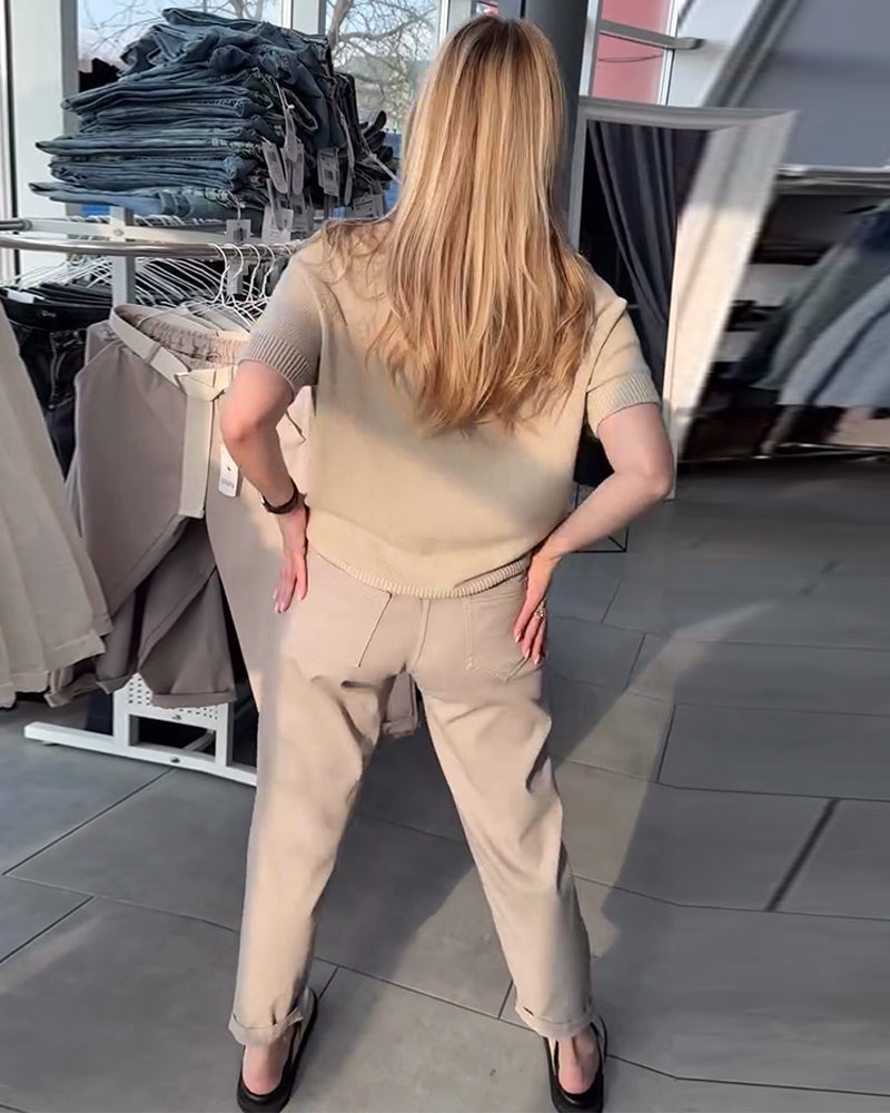 Hose einfarbig lässig gerade