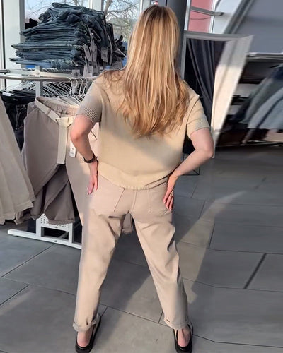 Hose einfarbig lässig gerade