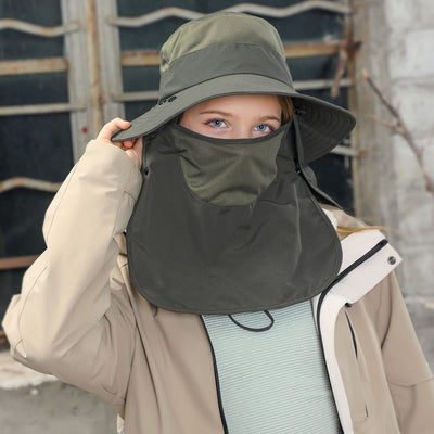 Heidi Mode | Vollabdeckung Gesicht Sonnenschutz Maske im Freien UV Eimer Hut