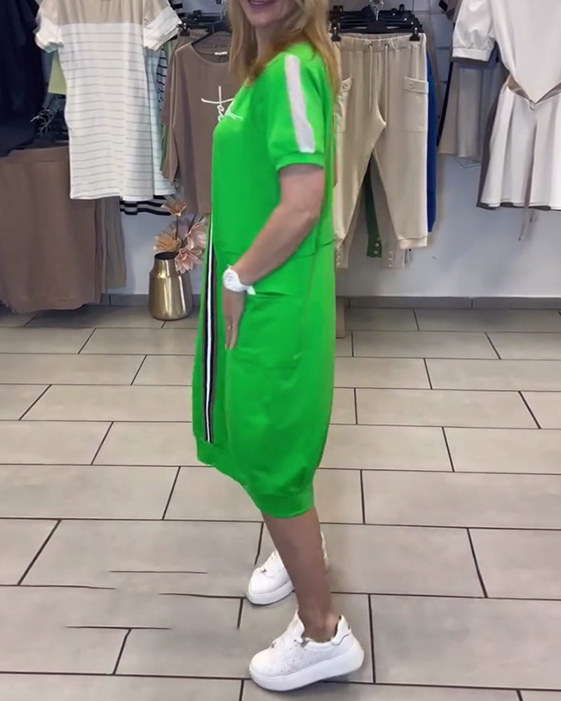 Kleid Kurzarm Bedruckt Gerade