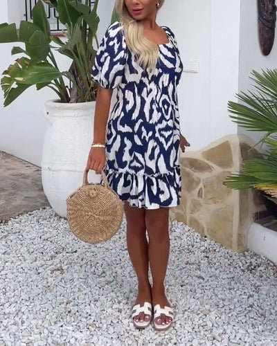 Kleid Elegant Bedruckt Puffärmel