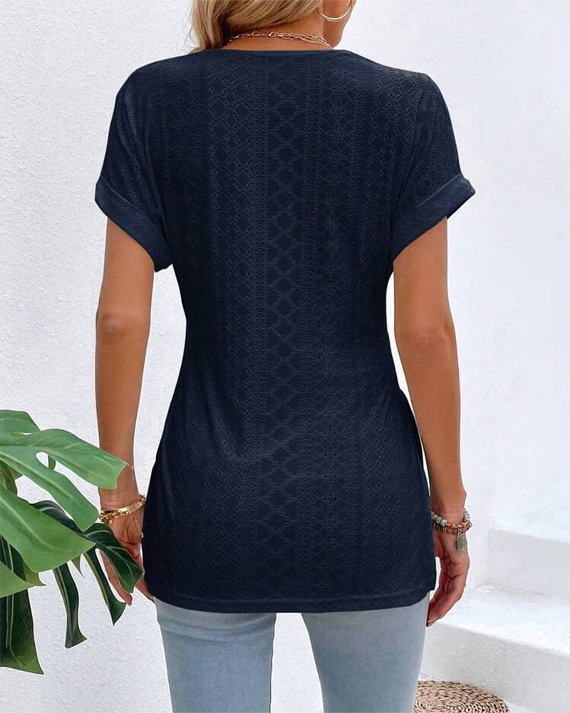 Bluse V-Ausschnitt Kontrast Ausschnitt