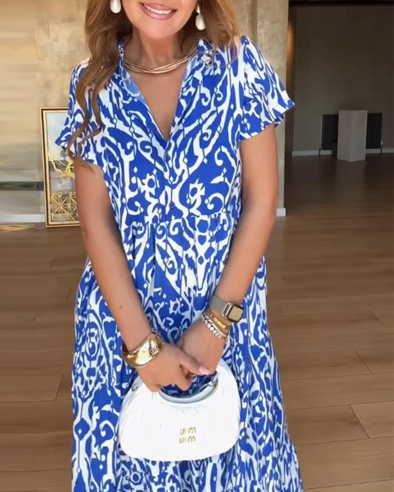 Kleid Kurzarm Bedruckt Mode