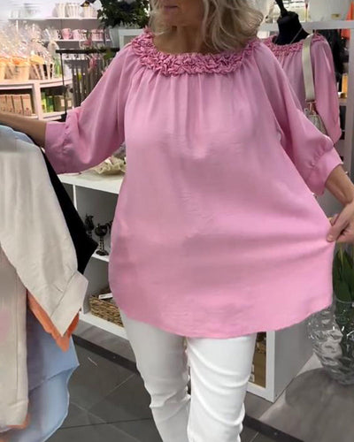 Bluse Kurzärmlig Blumenmuster Weit