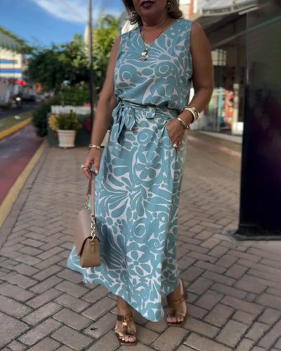 Kleid Ärmellos Gedruckt Bindeweite