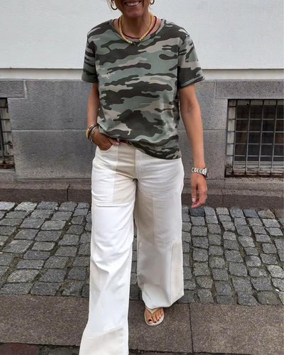 T-Shirt Tarnmuster Kurzärmlig