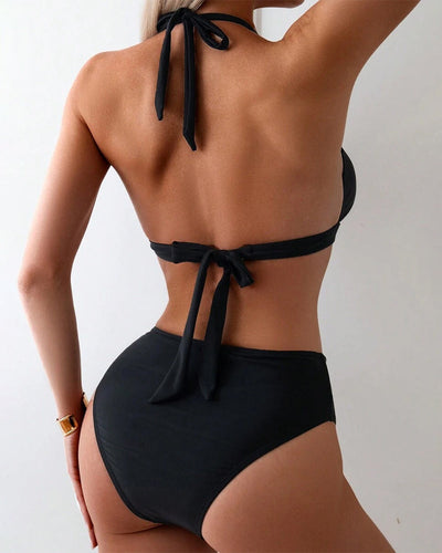 Bikini V-Ausschnitt Metallverschluss Link einfarbiger BH