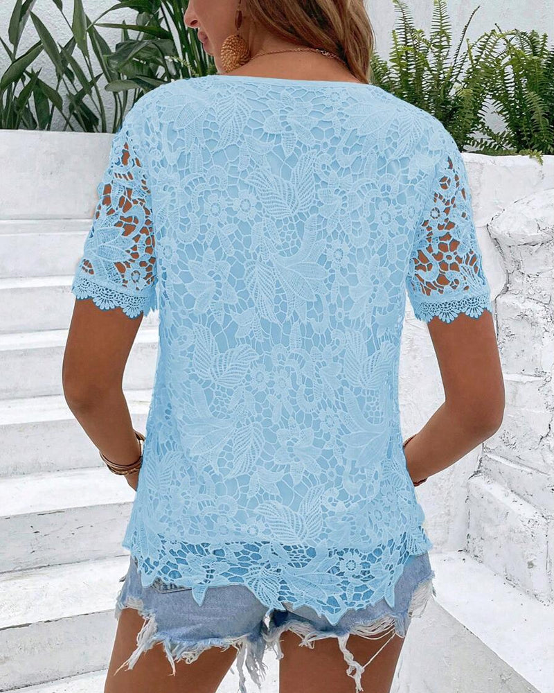 Bluse Spitze V-Ausschnitt