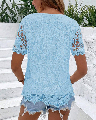 Bluse Spitze V-Ausschnitt