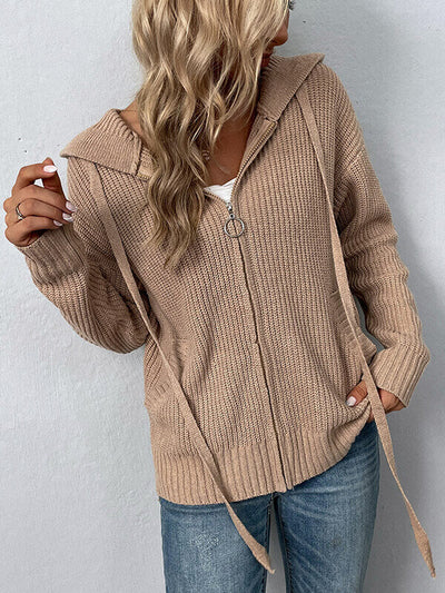 GITTA - LOCKERE STRICKJACKE MIT KAPUZE
