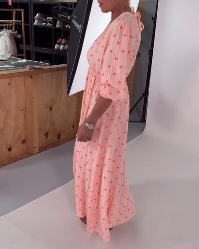 Kleid Elegant V-Ausschnitt Herzmuster