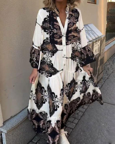 Kleid Trompetenärmel Stehkragen Retro