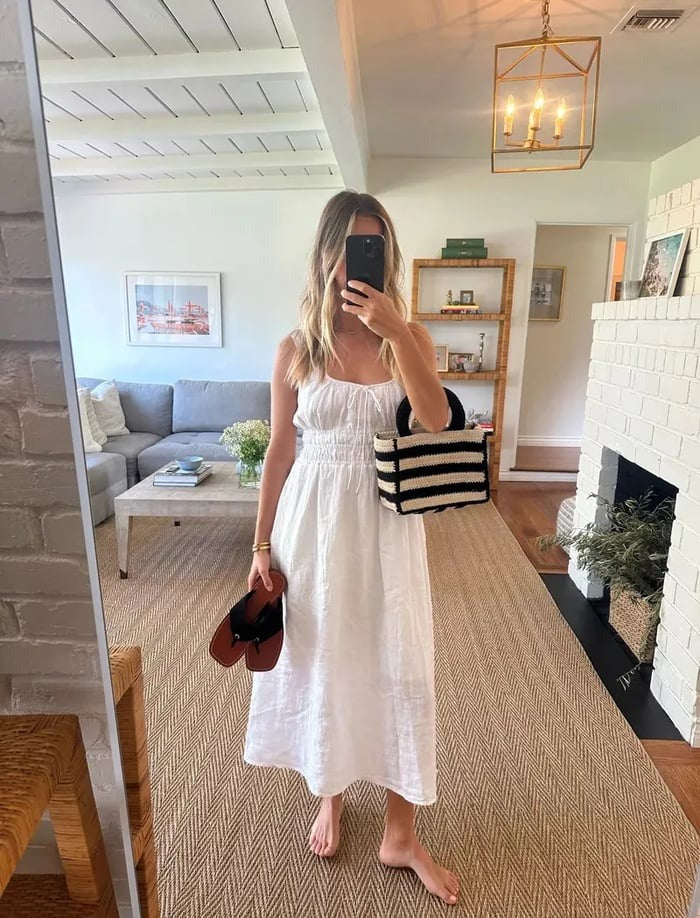 ANGELINA - GERAFFTES LEINENKLEID