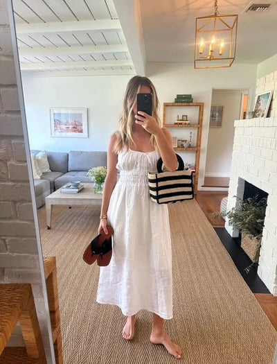 ANGELINA - GERAFFTES LEINENKLEID