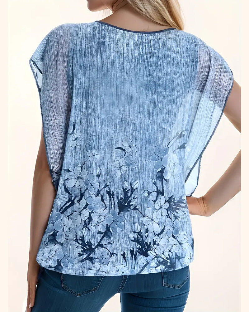 Bluse modisch geblümt Fledermausärmel