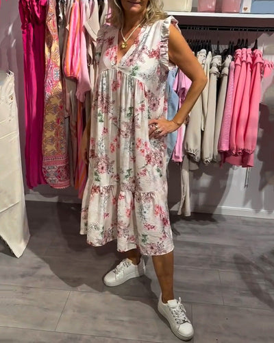 Kleid Gedruckt Modisch Lotus Ärmel