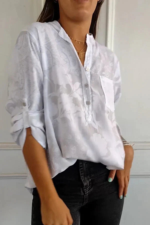 ANAHITA - WEITE TOP MIT GLÄNZENDER BRUSTTASCHE