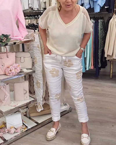 Hose lässig Print Kordelzug