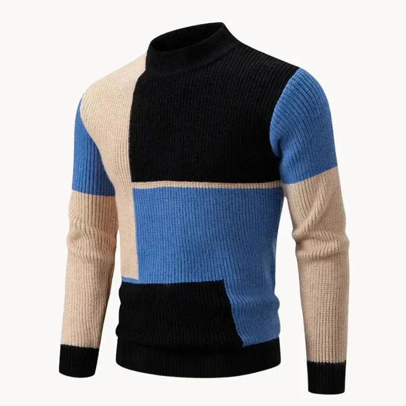 Grafischer Blockmuster-Strickpullover für Herren – Stilvoll und Bequem