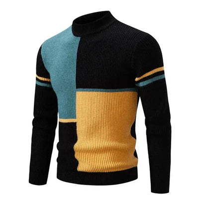 Grafischer Blockmuster-Strickpullover für Herren – Stilvoll und Bequem