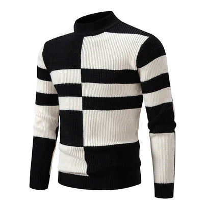 Grafischer Blockmuster-Strickpullover für Herren – Stilvoll und Bequem