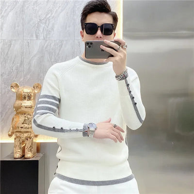 Einfacher stilvoller langer Winterpullover für Männer