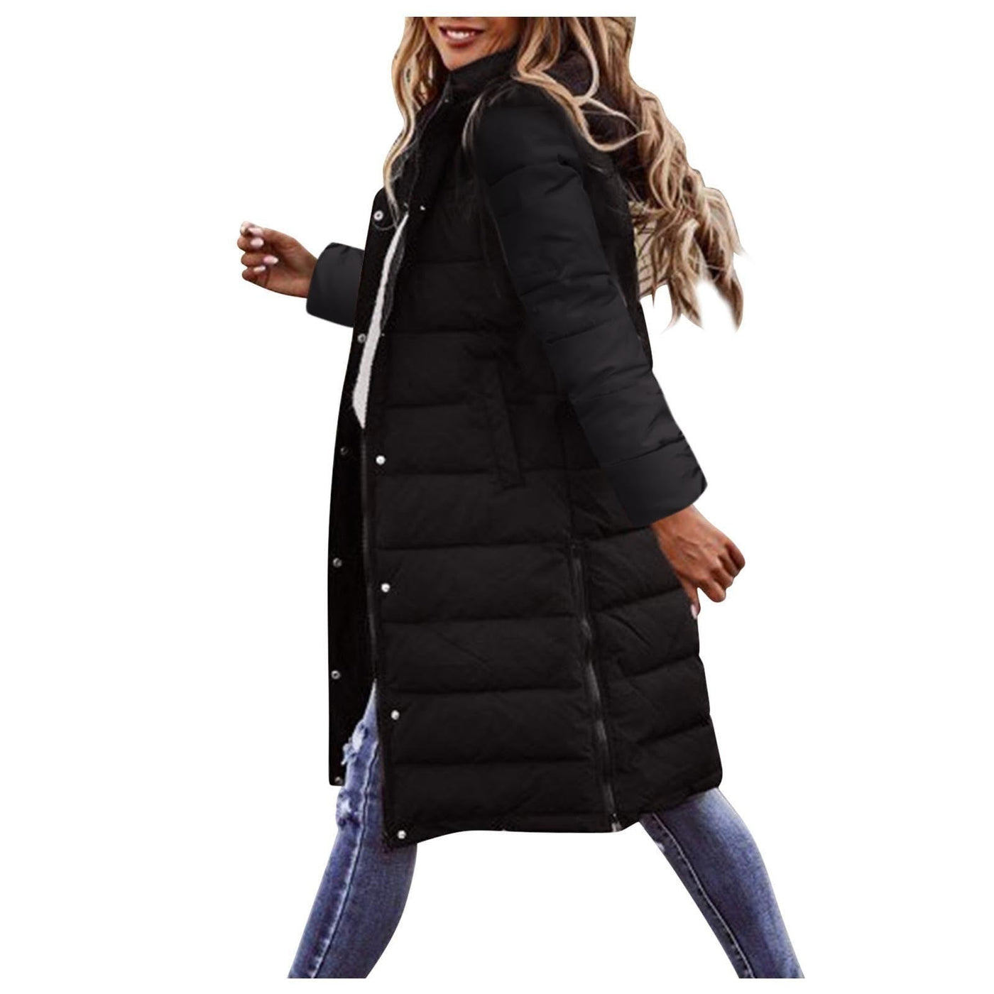 Hoodie mit Knopfverschluss und langen Ärmeln – Mid-Length Baumwolljacke im Streetstyle