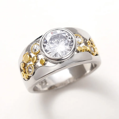 Vintage Ring aus Gold & Silber mit Zirkonia-Steinen