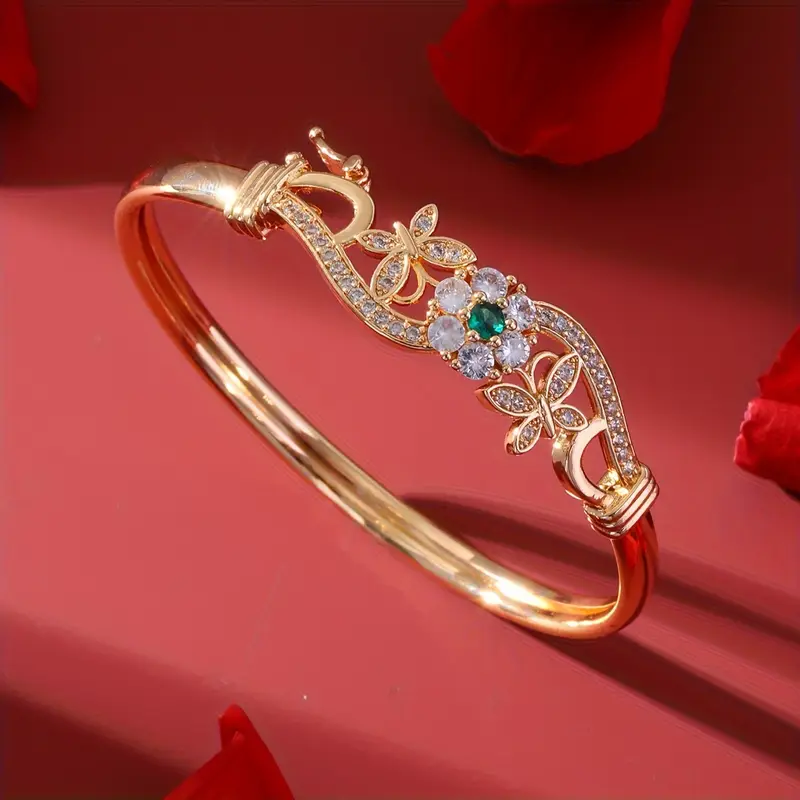 Armband aus grünem Zirkonia-Kristall mit Gold