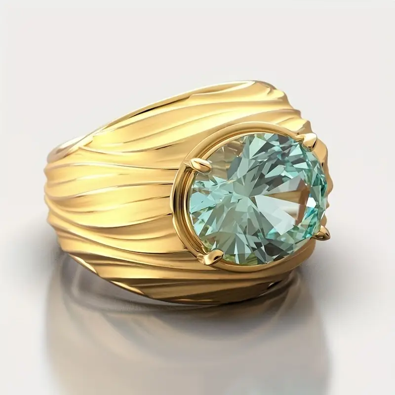 Goldring mit blau-grünem Kristall