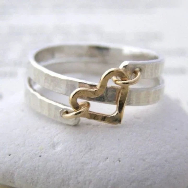 Gold Herzknoten Silber Ring