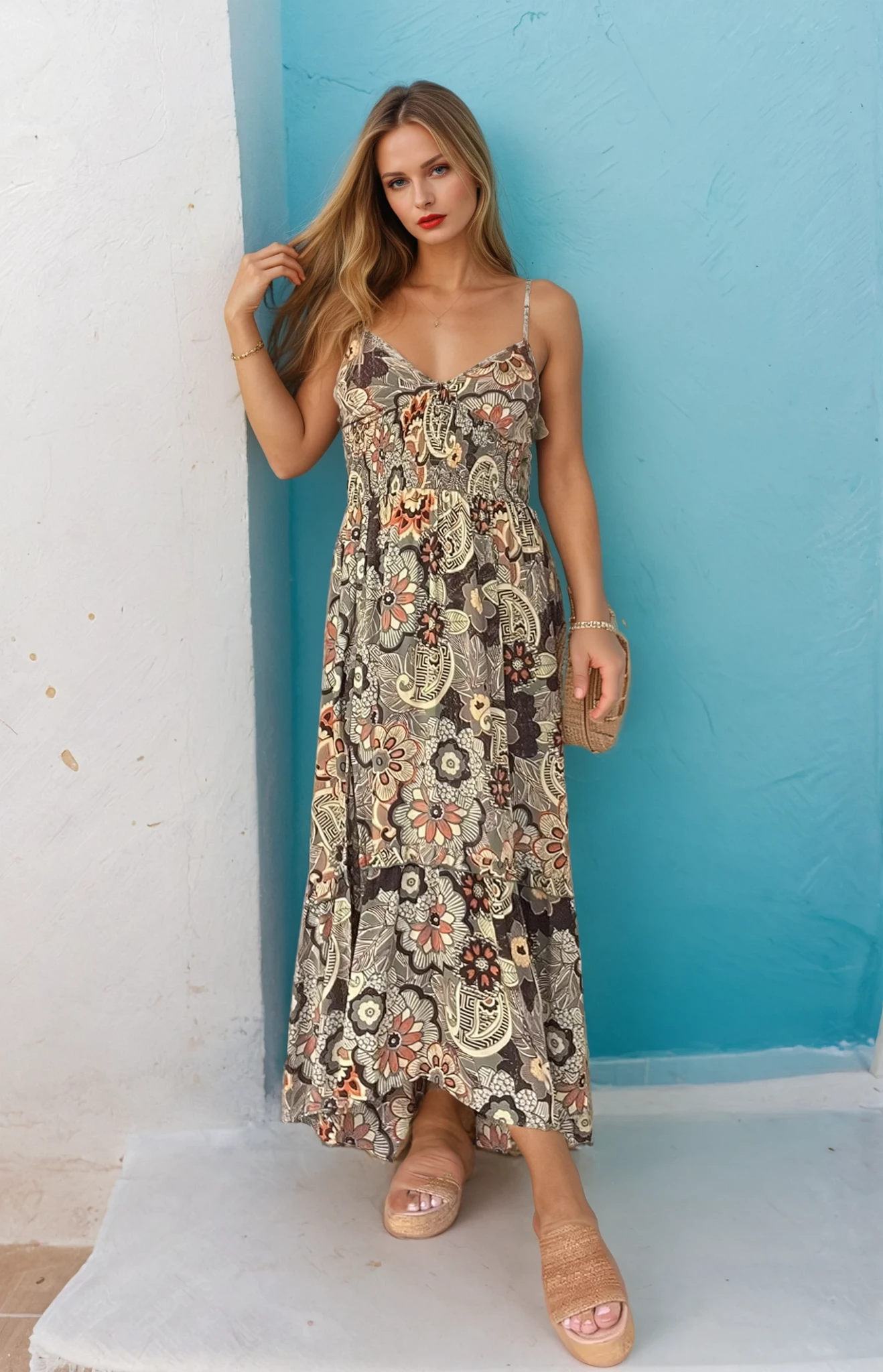 Daisy | Geblümtes Kleid mit Spaghettiträgern