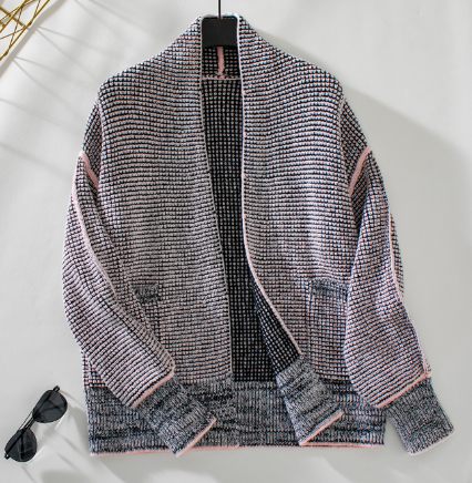 Graue Strickjacke in lockerer Passform für Frauen